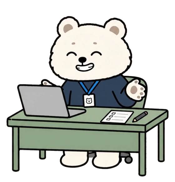 책상에서 손을 흔드는 BOBPOOH